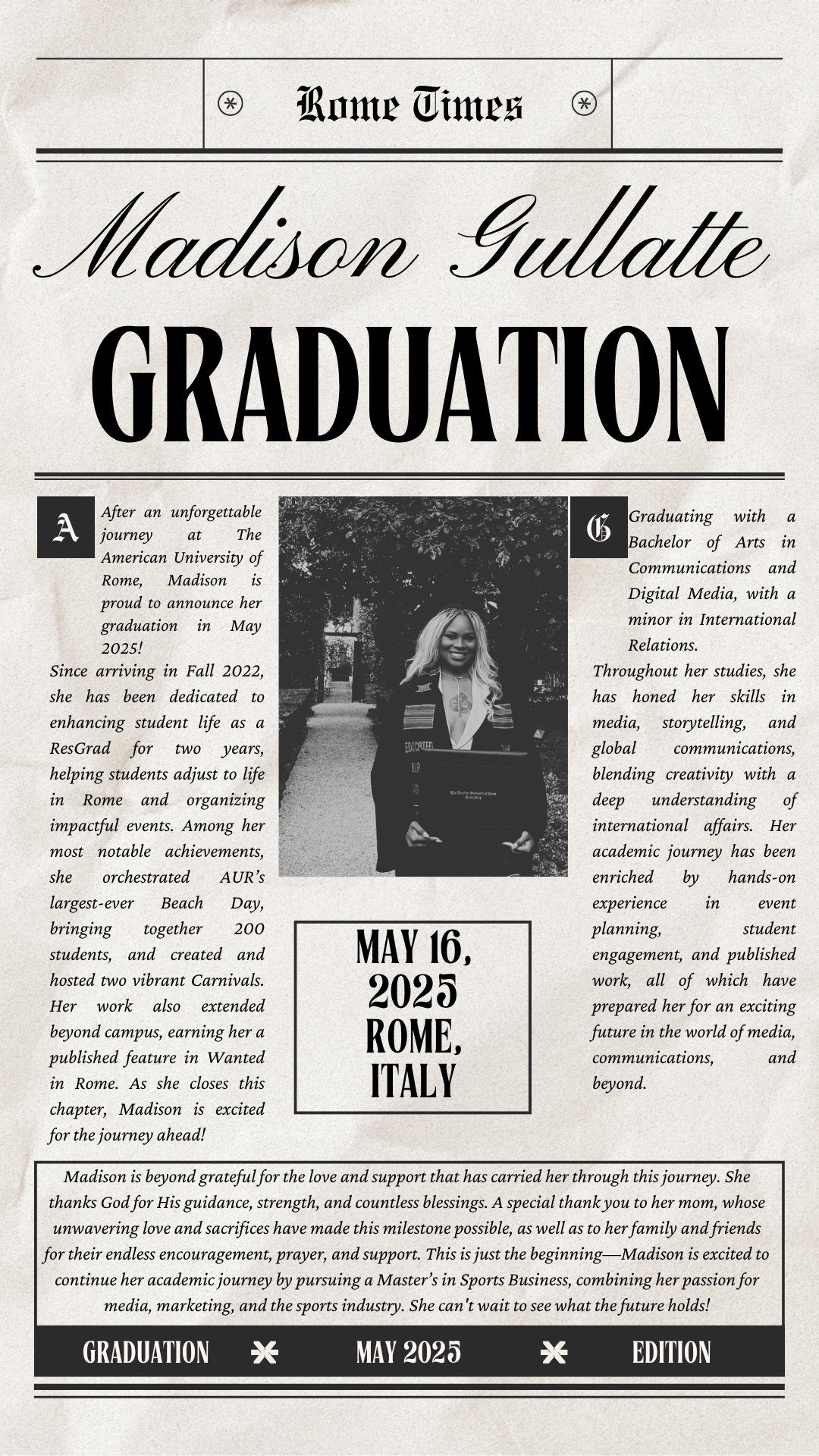 Rome Times graduation editorial